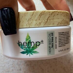 Hempz Body Butter Jar in White with Green Leaf Graphic